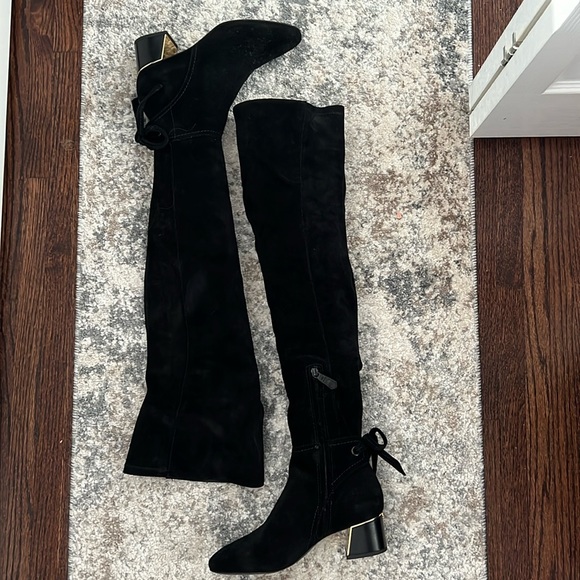 Brand new Tory Burch black suede thigh high boots - Picture 1 of 11